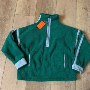 Green Fleece Quarter-Zip Pullover